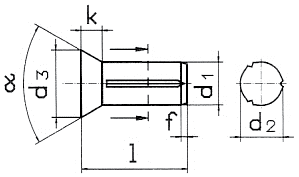 DIN 1477 Штифт с потайной головкой насечённый по всей длине, ISO 8747