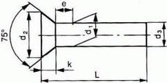 DIN 302 Заклёпка с потайной головкой, стальная, соответствует ~ ISO R 1051